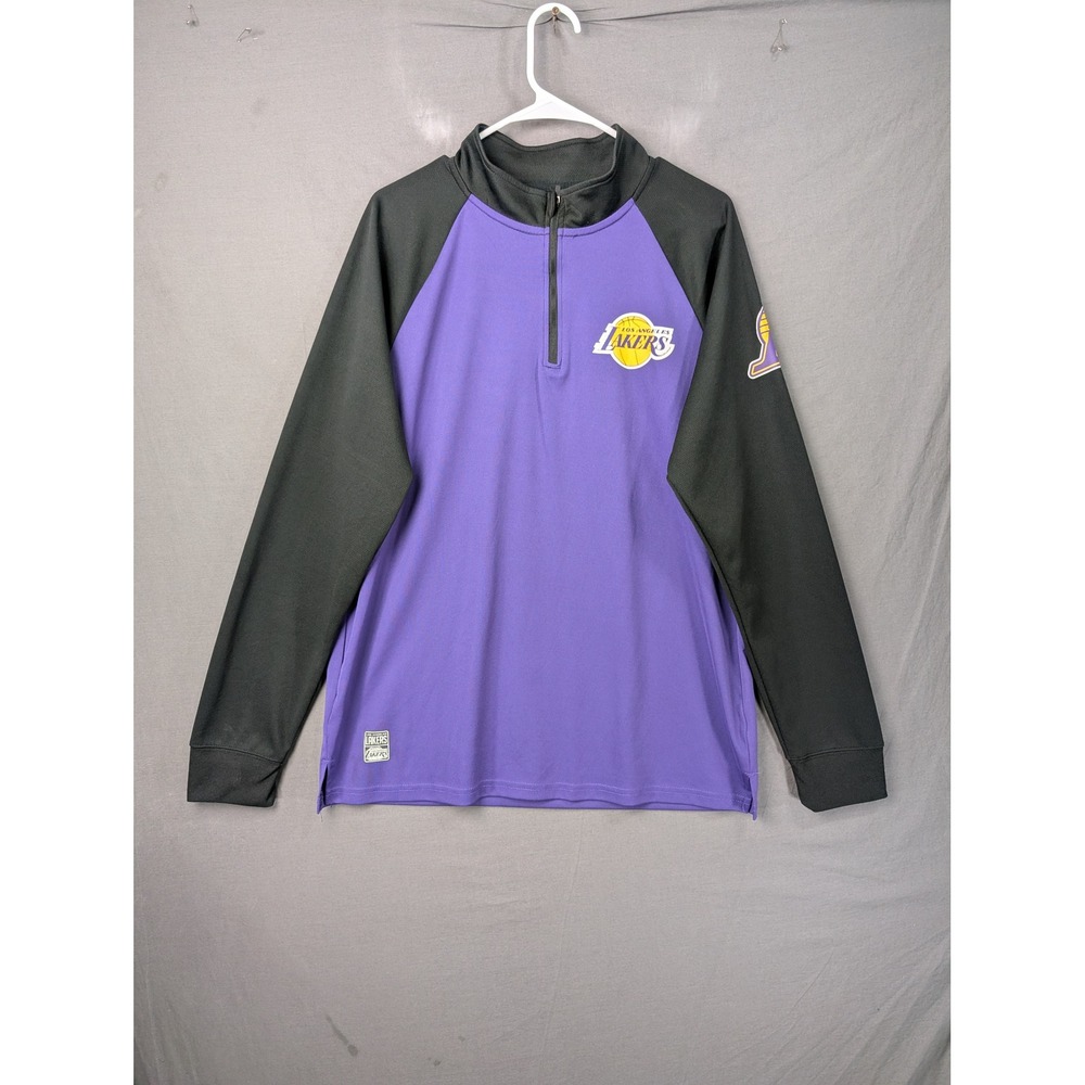 NBA Los Angeles Lakers Mens Quarter Zip Pullover Shirt Purple Black Large